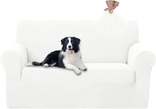 Miniatura 30 de U-NICE HOME Funda elástica para sofá, lavable, protector de muebles para sofá de 3 cojines, apta para mascotas (sofá, gris)