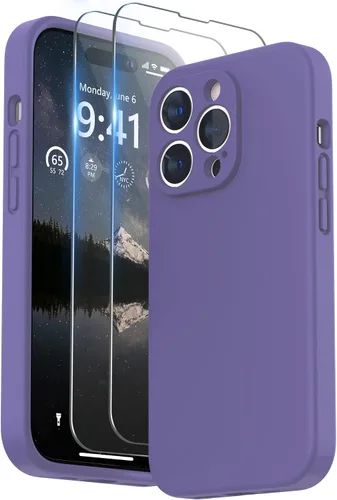 Miniatura 18 de SURPHY Funda diseñada para iPhone 14 Pro Max con protector de pantalla, (con protección de cámara y forro de microfibra suave), funda de silicona