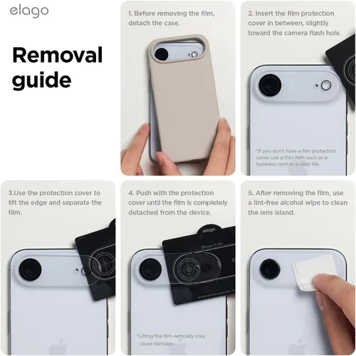 Miniatura 9 de elago Protector de lente de cámara de vidrio templado compatible con iPhone Air, resistente a los arañazos, antihuellas, fácil instalación