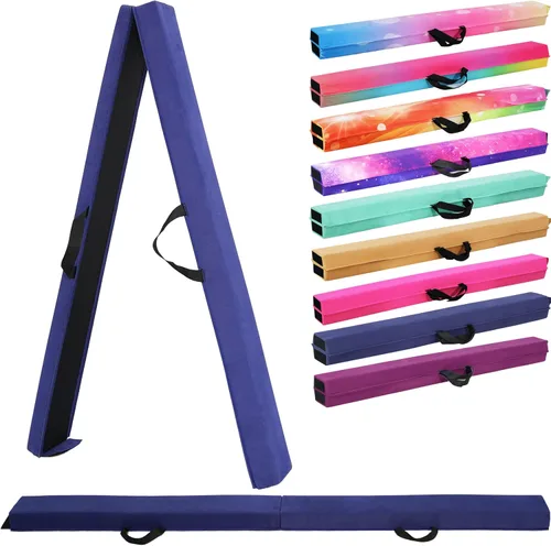 Miniatura 18 de Viga de equilibrio plegable de 6 pies/9 pies para niños de 3 a 15 años - Viga de suelo de gimnasia plegable, antideslizante, bolsa de transporte