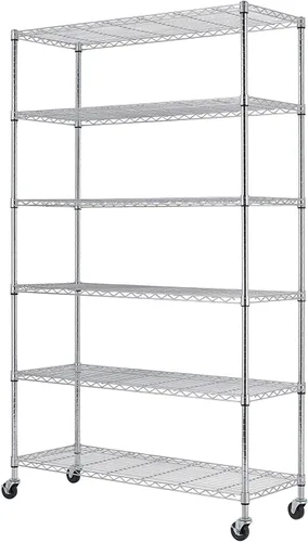 Miniatura 26 de BestOffice Estantes de almacenamiento de alambre de 5 niveles con ruedas 14x30x60 Cromo Estantes ajustables Estante de metal resistente