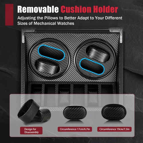 Miniatura 3 de Enrolladores de reloj para relojes automáticos, caja de bobinadora automática de reloj con 4 bobinadoras, 6 almacenamiento adicional