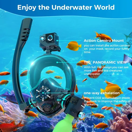 Miniatura 3 de SMACO Mini tanque de buceo con máscara de esnórquel 0.5L tanque de buceo pequeño portátil con máscara de buceo de cara completa, reutilizable
