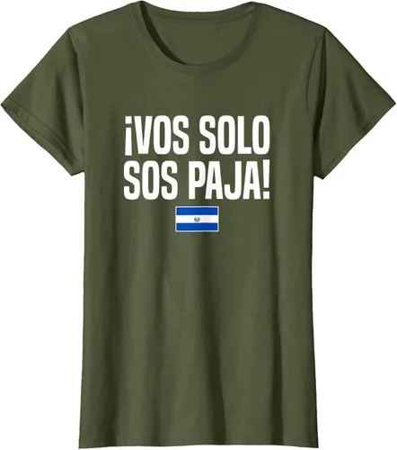 Miniatura 75 de Camiseta Vos Solo Sos Paja Salvadoran Slang Bandera de El Salvador, Negro