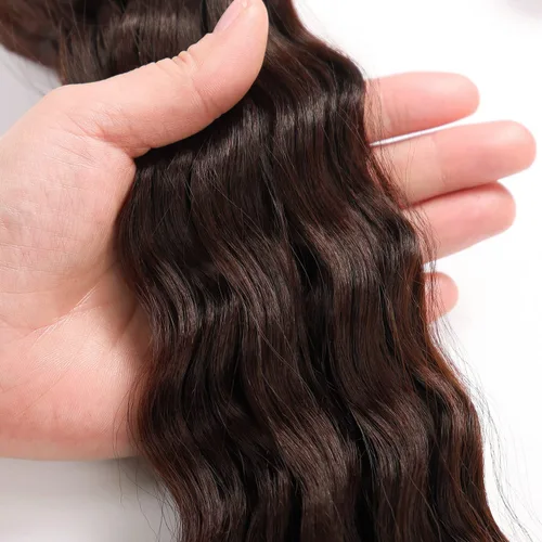 Miniatura 5 de MAYSA Extensiones de cabello sintético de ganchillo con ondas oceánicas, color 4 marrón, 22 pulgadas, rizado trenzado, extensiones de cabello