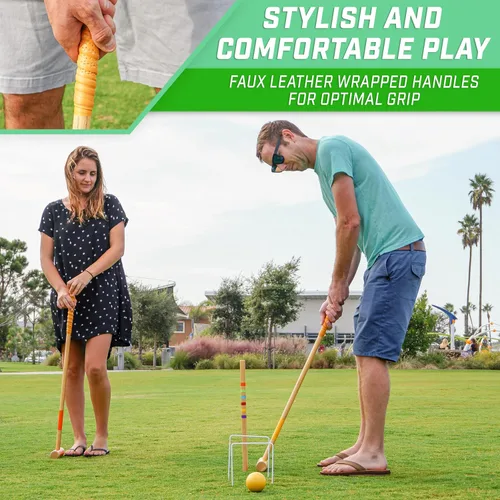 Miniatura 4 de GoSports - Juego de croquet para seis jugadores para adultos y niños, diseño moderno de madera, elige Deluxe (35 pulgadas) o estándar (28 pulgadas)