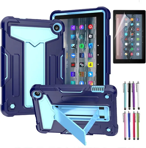 Miniatura 7 de EpicGadget Funda para tablet Amazon Fire 7 (12ª generación, lanzada en 2022) – Funda híbrida resistente a los impactos con soporte + 1 lápiz