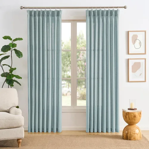 Miniatura 13 de RAIN CITY - Juego de 2 cortinas de 45 pulgadas de largo con plisado con pellizco, cortinas semitraslúcidas para dormitorio, cuarto de bebé