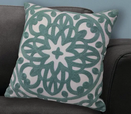 Miniatura 2 de Alysheer Funda de almohada decorativa bordada de 18 x 18 pulgadas, acogedora y fresca funda de cojín bohemia con diseño de mandala chic de punto