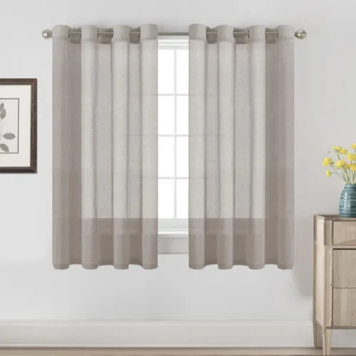 Miniatura 65 de H.VERSAILTEX Cortinas de 96 pulgadas de largo, cortinas de lino/cortinas transparentes de mezcla de lino natural/paneles/cortinas para sala