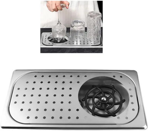 Miniatura 2 de Enjuague de vidrio para barra, arandela de vasos de acero inoxidable, boquilla giratoria de 360 grados, enjuague automático para fregadero con agua