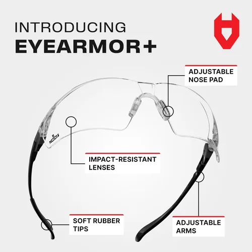 Miniatura 2 de NoCry Gafas de Tiro Transparentes para Hombres con Lentes Envolventes Antivaho y Resistentes a los Arañazos — Anteojos de Seguridad ANSI Z87