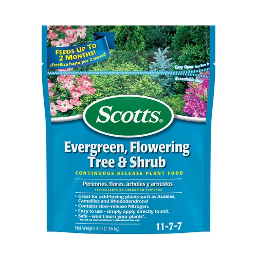 Scotts Evergreen - Alimento vegetal de liberación continua para árboles en flor y arbustos, 3 libras