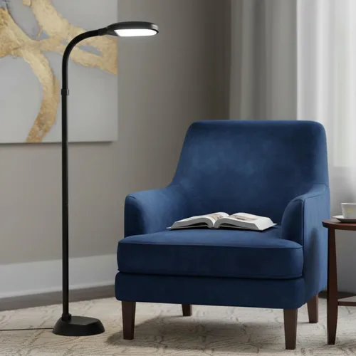 Miniatura 9 de Bedford Home Lámpara de pie - Lámpara de luz solar natural de espectro completo con cuello flexible - Luz de lectura, manualidades, estudio y Blanco