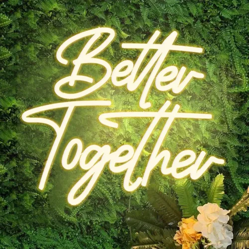 DAKABUKA Better Together - Letreros de neón LED de neón blanco cálido para decoración de pared de despedida de soltera, fiesta de compromiso,