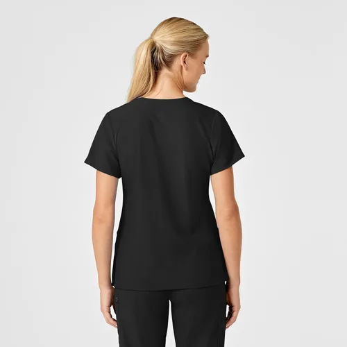 Miniatura 4 de WonderWink W123 6155 - Top estilizado con cuello en V para mujer, Negro