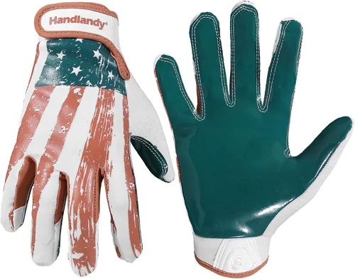Miniatura 8 de HANDLANDY Guantes de fútbol americano juvenil para niños y niñas, guantes de receptor abierto pegajosos para niños, guantes de fútbol americano