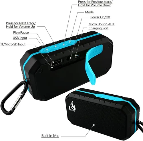Miniatura 4 de WEYANG Altavoz Bluetooth portátil,Altavoz inalámbrico impermeable IP65,Altavoces Bluetooth al aire libre inalámbricos,Bluetooth 5.0,Construido
