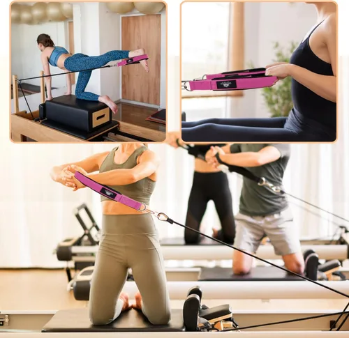 Miniatura 6 de 1 par de correas de doble bucle de Pilates para Reformer Fitness D-Ring Straps Handle Yoga Ejercicio Accesorios para el gimnasio en casa