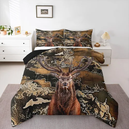 Miniatura 44 de Feelyou Juego de edredón de caza de patos para niñas y niños, edredón de patos de malardo, juego de ropa de cama de caza y pesca, juego de edredón
