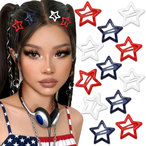 Miniatura 8 de NAISKA Pinzas para el cabello con diseño de estrella negra, antideslizantes, accesorios para niñas y mujeres (12 unidades)