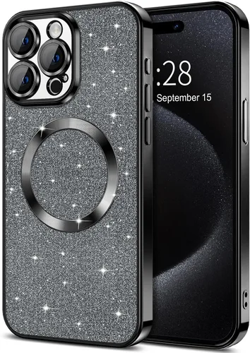 Miniatura 14 de Hython Funda para iPhone 13 Pro Max con purpurina, fundas magnéticas transparentes para teléfono con protector de lente de cámara