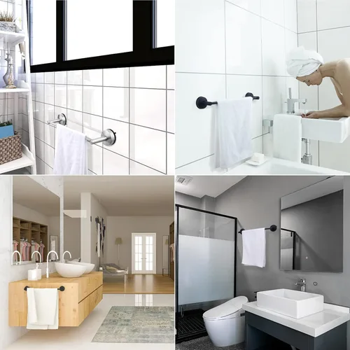 Miniatura 6 de DGYB Barra de Toalla con Ventosa para Baño 17 Pulgadas Soporte de Toalla Negro Mate Toallero de Acero Inoxidable Premium para Cocina Montado
