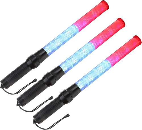 Miniatura 8 de PATIKIL Varitas de tráfico de 21 pulgadas, 3 unidades, 2 modos intermitentes, luz de advertencia LED, controlador de señal policial con cordón