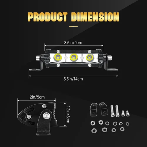 Miniatura 2 de SKYWORLD 2 X 4 Pulgadas 15W Barra de Luz LED de Una Sola Fila de Bajo Perfil Ultra Delgada, Mini Foco, Luces de Conducción Todoterreno, Luces LED