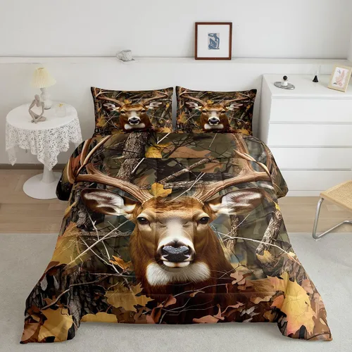 Miniatura 13 de Erosebridal Juego de edredón de campamento para niños y niñas, ropa de cama de campista tamaño twin, edredón vintage de campamento feliz