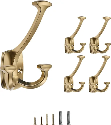 Miniatura 21 de Ganchos de latón antiguos grandes montados en la pared decorativos de doble cara resistentes para colgar abrigos, toallas, batas, bolsos, ganchos