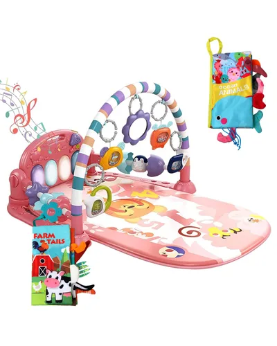 Miniatura 14 de dearlomum Alfombra de Juego para Bebés, Divertido Piano de Juego para Tiempo de Barriga con 5 Juguetes Sensoriales para Bebés, Música y Luces, Verde