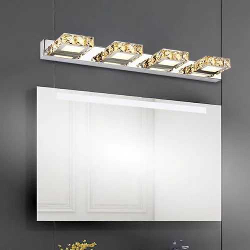 Miniatura 10 de Lámpara de tocador de cristal de 18.1 pulgadas, 3 luces, accesorios de iluminación de baño, lámpara de pared LED cromada moderna sobre espejo