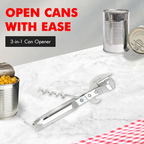 Miniatura 2 de Chef Craft Select - Abridor de latas 3 en 1, 6 pulgadas de longitud, acero inoxidable