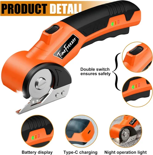Miniatura 3 de Cortador de cartón eléctrico – ancho 1.3 pulgadas, longitud 9.06 pulgadas – Tijeras de cartón recargables adecuadas para parper, caja, cuero, tela