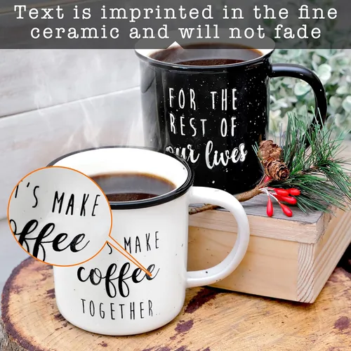Miniatura 2 de MAINEVENT Juego de Tazas para Parejas "Hagamos Café Juntos" 11 Onzas, Regalo de Boda para Parejas Casadas