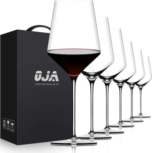 Miniatura 21 de Juego de 4 copas de vino tinto, grandes copas de cristal Burgundy sopladas a mano - ultra delgadas, ligeras para cata de vinos, 23.5 onzas, regalos