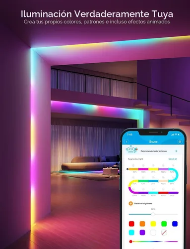 Miniatura 2 de Govee RGBIC - Tira de luz LED Alexa de 16.4 pies, luces LED inteligentes WiFi que funcionan con Alexa y Google Assistant, bricolaje segmentado