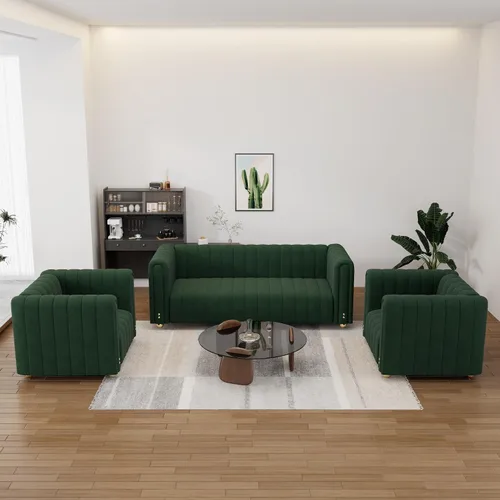 Miniatura 15 de Sofá capitonado Chesterfield de terciopelo tapizado de 81 pulgadas de ancho, 3 plazas, cómodo sofá para sala de estar, dormitorio, oficina, Negro