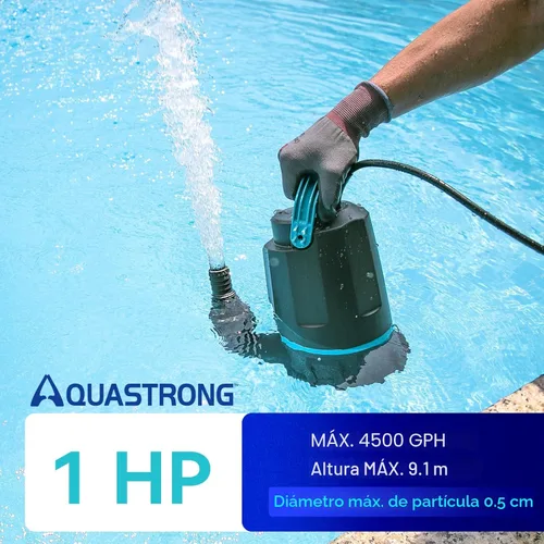 Miniatura 2 de Aquastrong Bomba de sumidero de 1 HP 4500 GPH Bomba de agua sumergible termoplástica portátil bomba de alto flujo de eliminación de agua