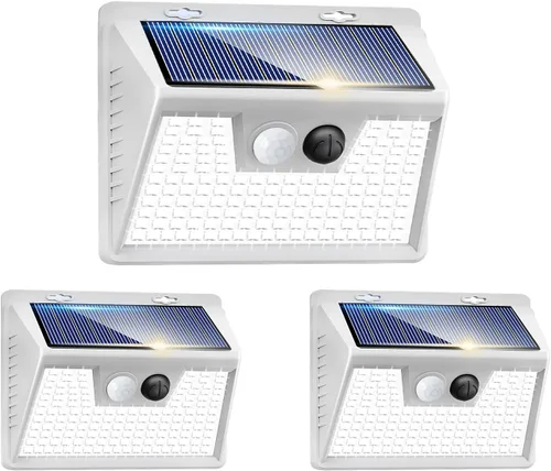 Miniatura 29 de Peasur Luces Solares para Exteriores con Sensor de Movimiento, 140 LED Luz Solar Alimentada por Energía Solar para Cerca Impermeable, 3 Modos