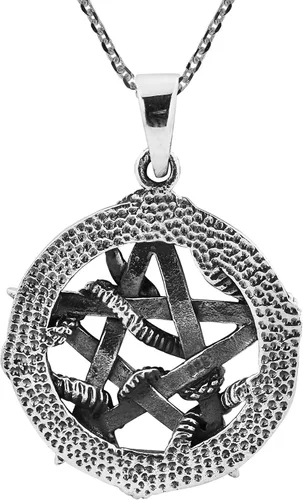 Miniatura 3 de AeraVida Collar con colgante de plata de ley 925 de pentagrama de serpiente entretejida Metal