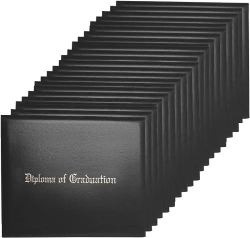 Miniatura 18 de Funda para diploma de 8.5 x 11 pulgadas, certificado acolchado de cuero sintético de graduación (negro)