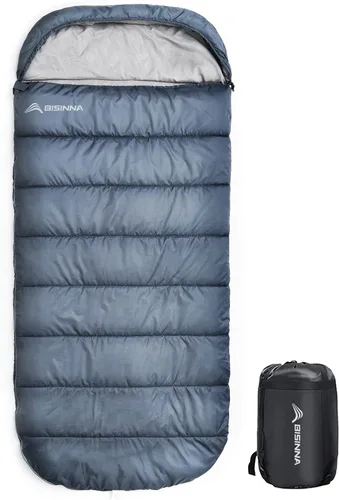 BISINNA Saco de dormir XXL (90.55 x 39.37 pulgadas) para adultos grandes y altos, 3-4 estaciones, tamaño grande, cálido y cómodo, impermeable,