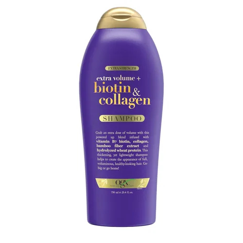 OGX Biotin & Collagen Champú Voluminizador Extra Fuerte para Cabello Más Grueso y Abundante, 25.4 fl oz