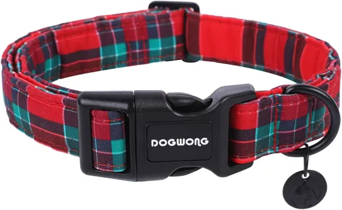 Miniatura 22 de DOGWONG Collar de Algodón Navideño para Perro, Collar de Perro Rojo de Papá Noel, Collares Duraderos para Mascotas de Fiestas Navideñas, Lindo Rojo