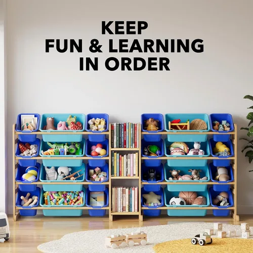 Miniatura 6 de SpaceAid Organizador grande de almacenamiento de juguetes con 24 contenedores y 3 estantes, organizador de juguetes, estantería de almacenamiento