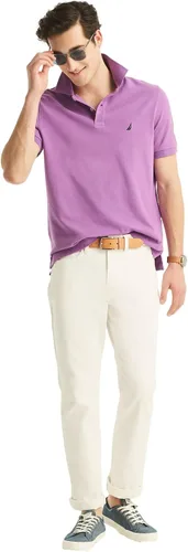 Miniatura 8 de Nautica playera polo clásica de mangas cortas, color sólido, para hombre