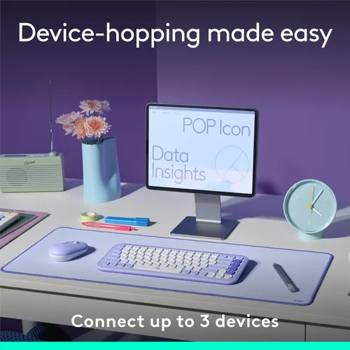 Miniatura 8 de Logitech POP ICON Keys Teclado Bluetooth inalámbrico, escritura cómoda, teclas programables, fácil de cambiar entre hasta 3 dispositivos