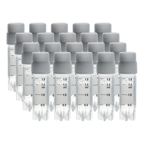 Miniatura 37 de Cryoviales de 0.0 fl oz, 25Pcs Cryotubes con código de barras lateral, frascos de esterilización con rosca externa, tubos de muestra con tapas Azul